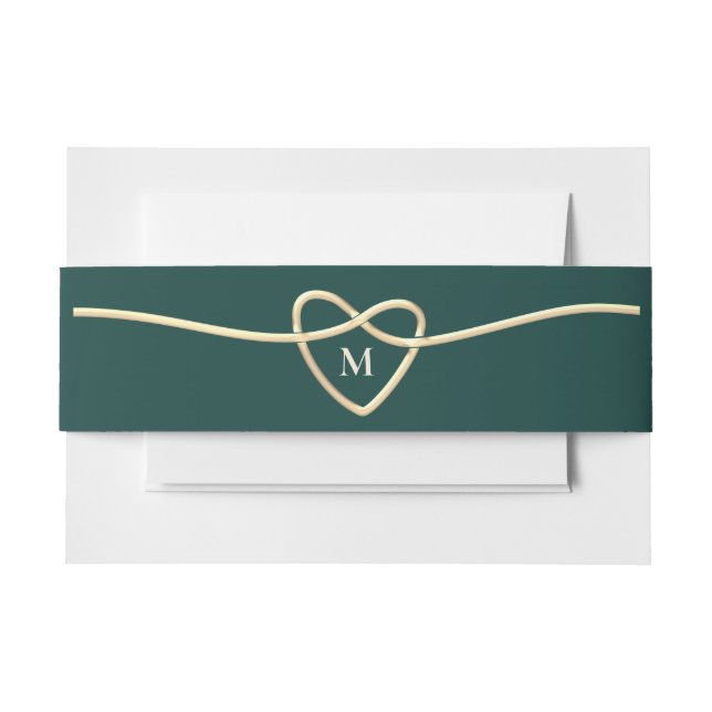 Emerald Green Monogram Wedding Invitation Belly Band (Front Example)