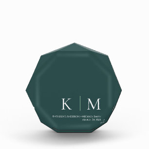 Emerald Green-Monogram -Wedding Keepsake- Photo Block
