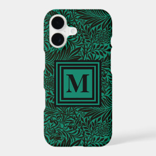 Emerald Green Monogrammed Botanical Pattern