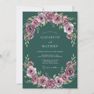 Emerald Green Moody Romantic Wedding Invitation