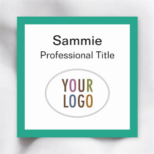 Emerald Green Name Badge Company Logo 2x2 Square