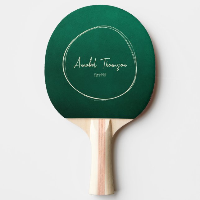 Emerald Green Name in Drawn Circle  Ping Pong Paddle (Front)