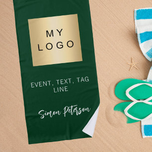 Emerald green name signature business logo beach towel