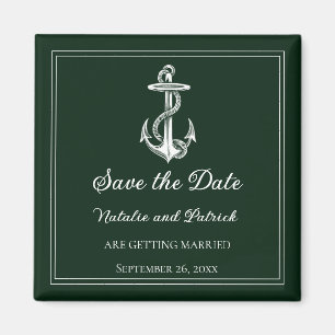 Emerald Green Nautical Anchor Save the Date Magnet