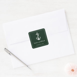 Emerald Green Nautical Anchor Wedding Stickers