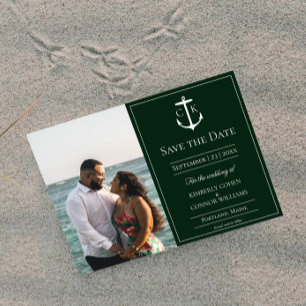 Emerald Green Nautical Monogram Photo Save The Date