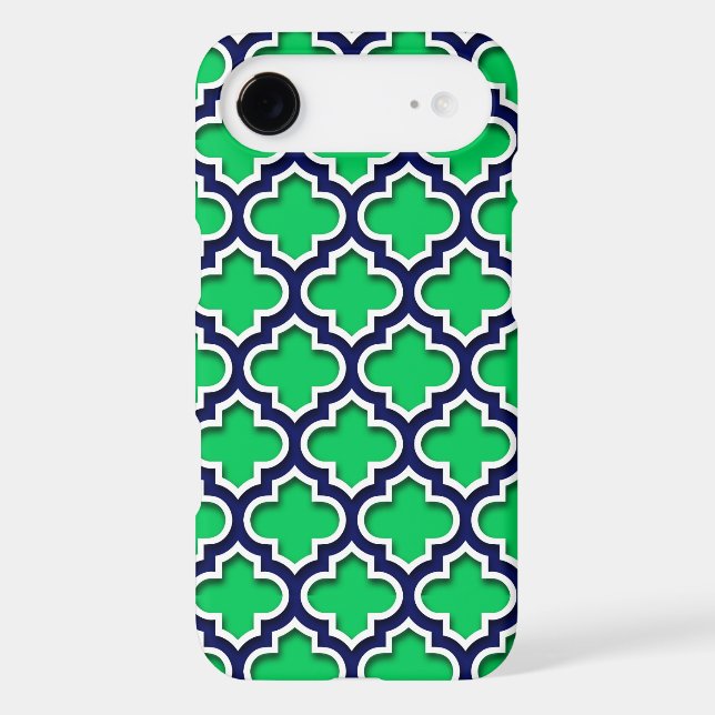 Emerald Green Navy White Moroccan Quatrefoil #5DS Case-Mate iPhone Case (Back)