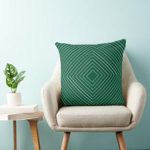 emerald green Nested Thin White Squares Tribal Cushion