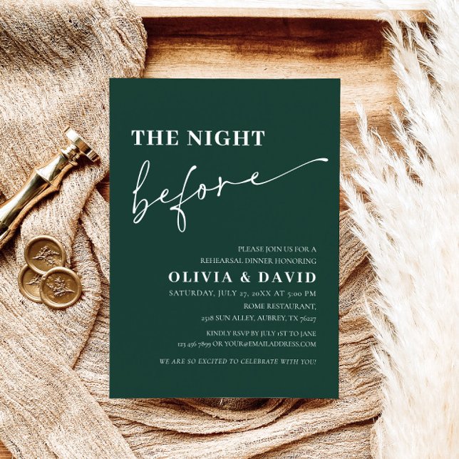 Emerald Green Night Before Rehearsal Dinner Invite (Creator Uploaded)