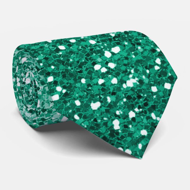 Emerald Green Ombre Glitter Sparkle Neck Tie (Rolled)
