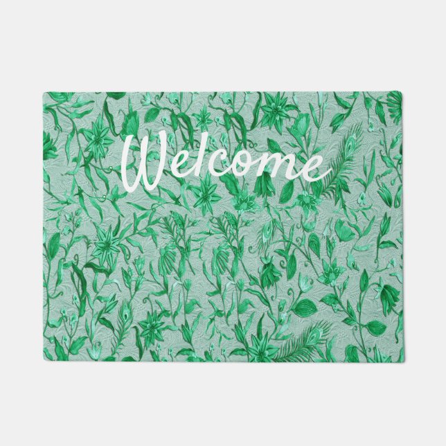 Emerald Green on a sculpture texture backing Doormat (Front)