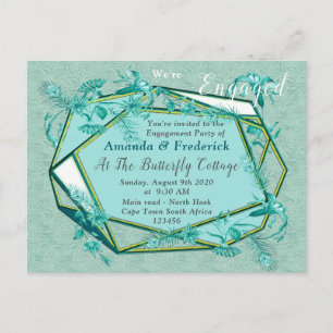 Emerald green on a sculpture texture backing invitation postcard