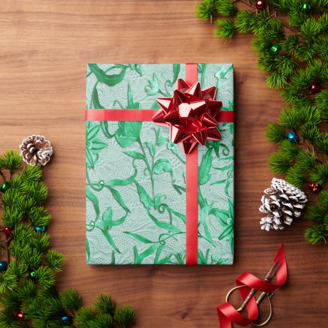 Emerald green on a sculpture texture backing wrapping paper (Holiday Gift)