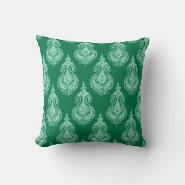 Emerald green paisley cushion (Front)