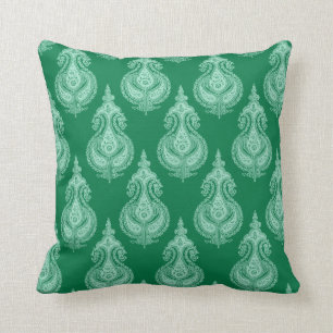 Emerald green paisley cushion
