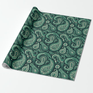Emerald Green Paisley  Wrapping Paper