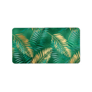 Emerald Green Palm Leaf Bright Golden Jungle Label