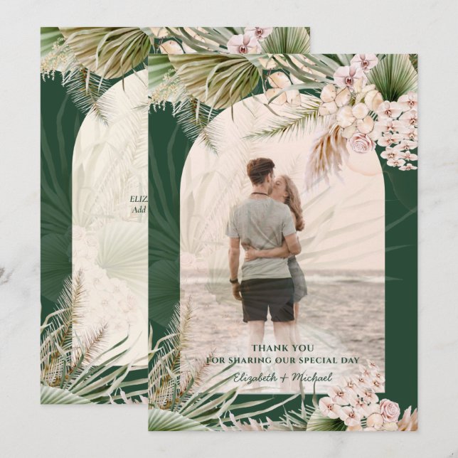 Emerald Green Pampas Grass PHOTO THANK YOU (Front/Back)