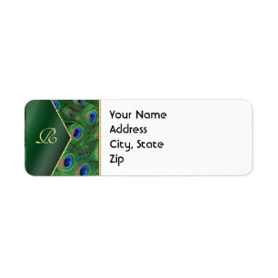 Emerald Green Peacock Address Label