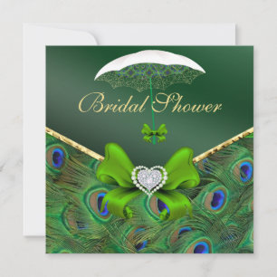 Emerald Green Peacock Bridal Shower Invite