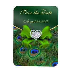 Emerald Green Peacock Save the Date Magnet