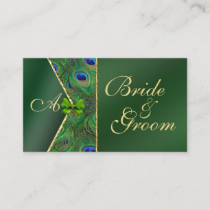 Emerald Green Peacock Wedding Bridal Business Card