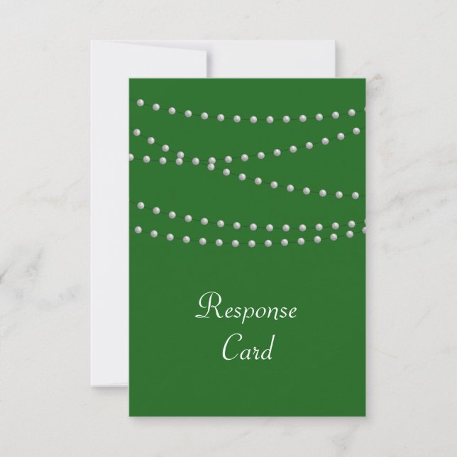 Emerald Green Pearls RSVP Card (Front)