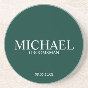 Emerald Green Personalised Groomsmen Coaster
