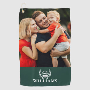 Emerald Green Personalised Name Monogram Photo Golf Towel