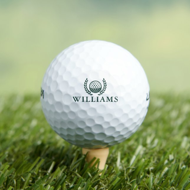 Emerald Green Personalised Name Monogram Wreath Golf Balls (Insitu Tee)