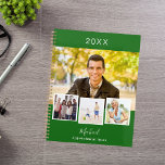 Emerald green photo collage appointments 2025 planner<br><div class="desc">Create your own unique photo collage. Use four,  4 of your favourite photo.   Personalise and a year,  name and text. An emerald green background,  white text.</div>