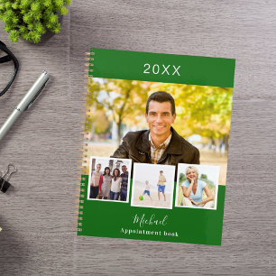 Emerald green photo collage appointments 2025 planner
