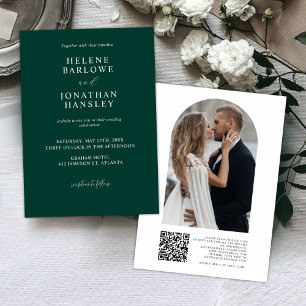 Emerald Green Photo QR Code Wedding Invitation