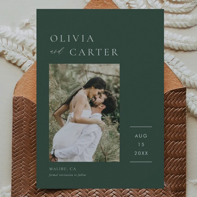 Emerald Green Photo Wedding Modern Save The Date (Creator Uploaded)
