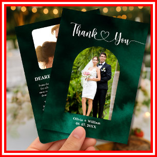 Emerald Green Photo Wedding Thank You Card