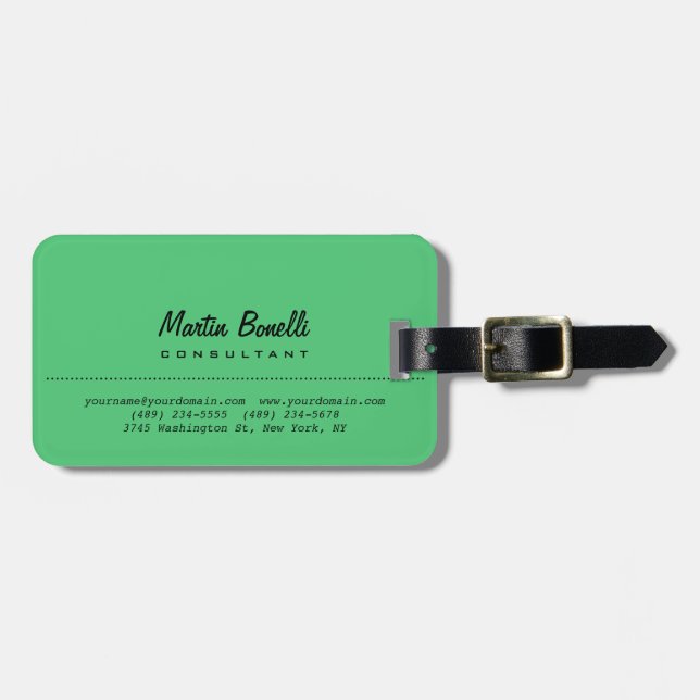 Emerald Green Plain Luggage Tag (Front Horizontal)