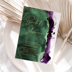 Emerald Green & Plum Purple Bridal Shower Invite