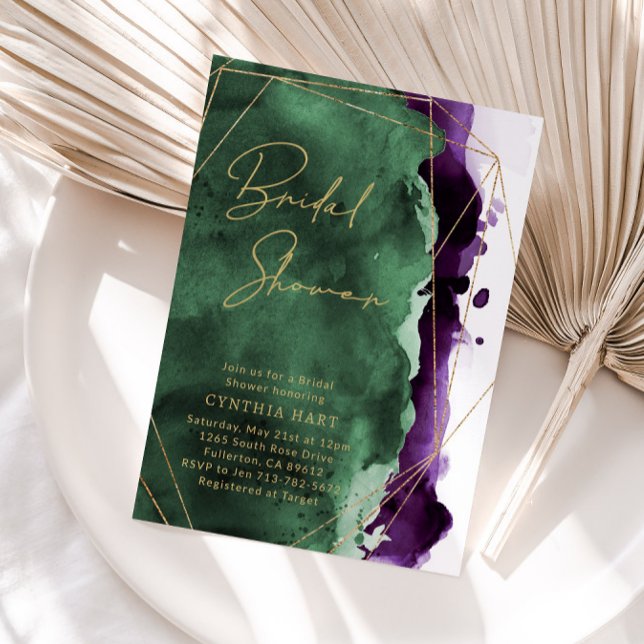 Emerald Green & Plum Purple Bridal Shower Invite (Creator Uploaded)