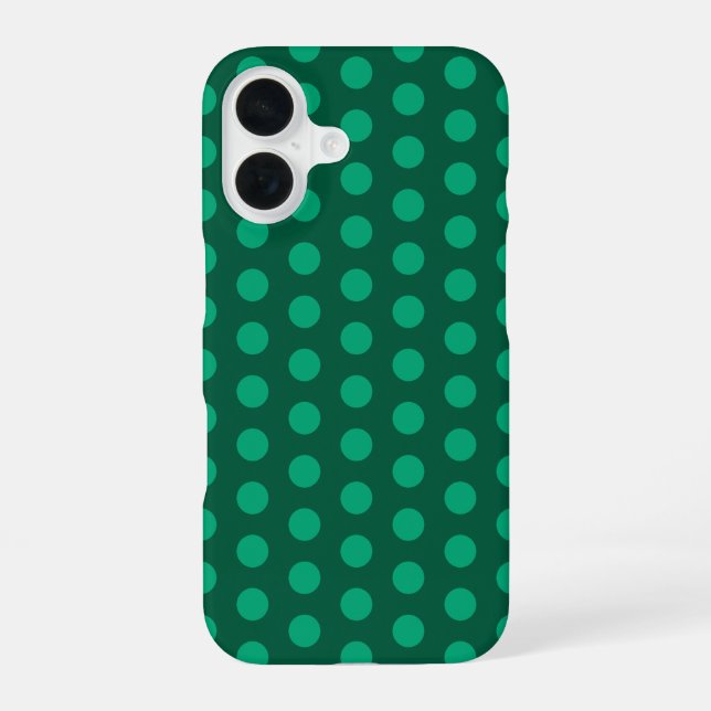 Emerald Green Polka Dots iPhone 16 Case (Back)