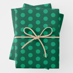 Emerald Green Polka Dots Wrapping Paper Sheet