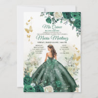 Emerald Green Princess Floral Mexican Mis Quince