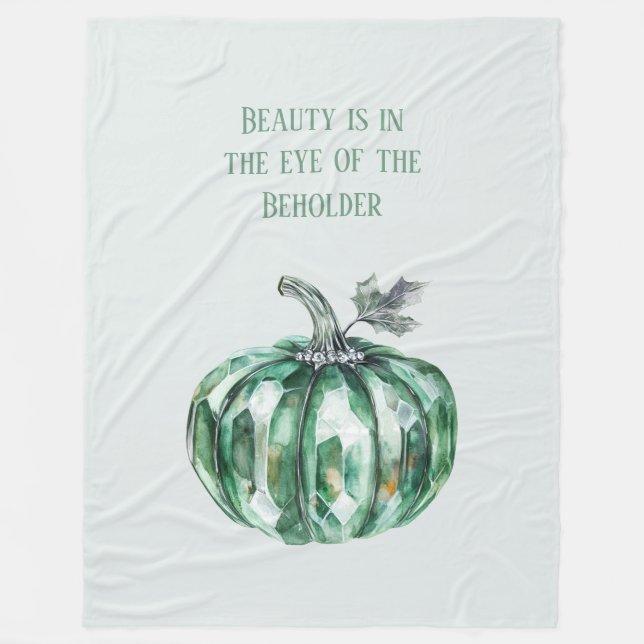 Emerald Green Pumpkin Fleece Blanket (Front)