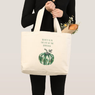 Emerald Green Pumpkin Large Tote Bag