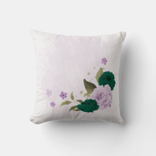  emerald green purple flowers cushion