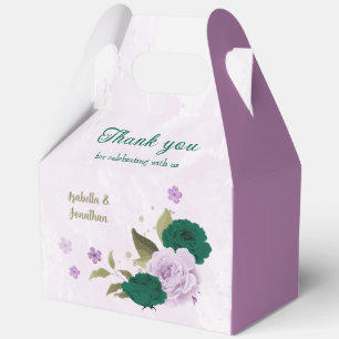 emerald green purple flowers wedding favour box