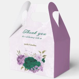 emerald green purple flowers wedding  favour box