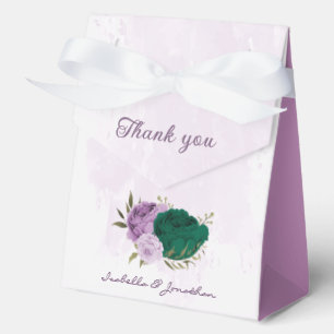 emerald green purple flowers wedding favour box