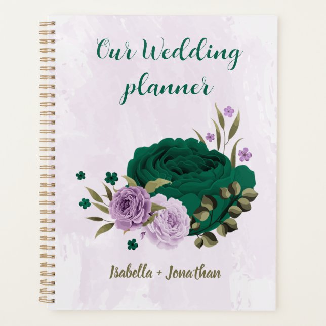 emerald green purple flowers wedding planner (Front)