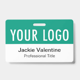 Emerald Green PVC Badge Horizontal Work Name Tag ID Badge