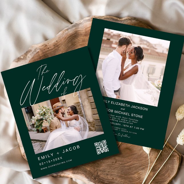 Emerald Green QR Code Photo Wedding Invitation (Creator Uploaded)